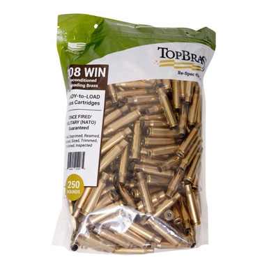TOP BRASS .308 Winchester Unprimed Rifle Brass 250cnt-8B308WINMY-250