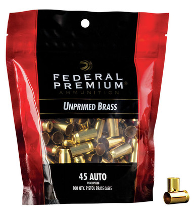 Federal .45 ACP Unprimed Pistol Brass 100cnt-PH45UPB100