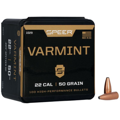 Speer Varmint 1029 .22 Cal 50 gr Jacketed Soft Point Bullets-100cnt