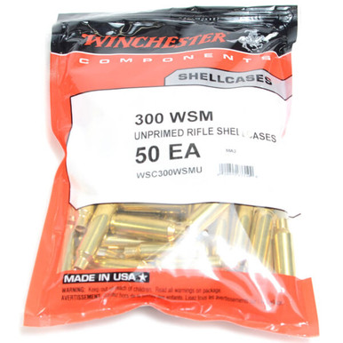 Winchester .300 Winchester Short Magnum Unprimed Rifle Brass 50cnt-WSC300WSMU