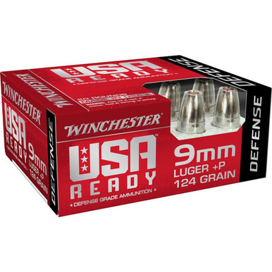 Winchester USA Ready Defense 9mm Luger +P 124gr Hex-Vent Jacketed Hollow Point 20Rnd Handgun Ammo