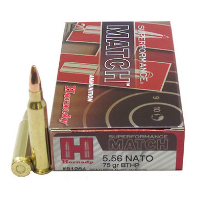 Hornady Superperformance Match 5.56 NATO 75gr Hollow Point Match Boat Tail 20Rnd Rifle Ammunition