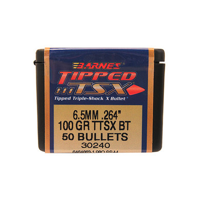 Barnes Bullets Tipped Triple-Shock X (TTSX) 6.5 Creedmoor 100 gr Polymer Tip Boat-Tail Bullets -50cnt