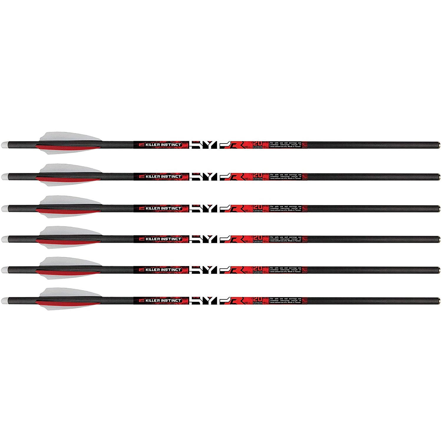 Killer Instinct MSCKI-1064-6 HYPR 20 Inch Carbon Crossbow Bolts (6 Pack)