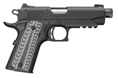 Browning 1911-22 Black Label Compact Suppressor Ready w-Rail Single .22 LR - 4.25" - 10 Round, Black-Gray G10 Grip, Black Aluminum Alloy