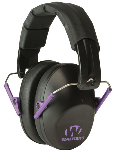 Walkers Game Ear Pro Low Profile 22 dB Folding Passive Ear Muffs - Black/Purple